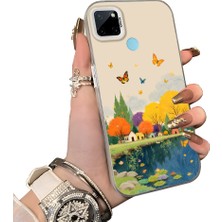 HONTINGA Realme C21Y ile Uyumlu Kılıf Silikon Kenar Sert Arka Kamera Koruyucu Basitlik Anti Düşme Kamera Korumalı Kelebek Desen Couple Telefon Kılıfı Kadın ve Erkek Için Uygundur K1-1507