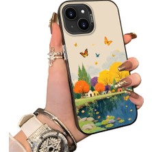 HONTINGA iPhone 15 Plus ile Uyumlu Kılıf Silikon Kenar Sert Arka Kamera Koruyucu Basitlik Anti Düşme Kamera Korumalı Kelebek Desen Couple Telefon Kılıfı Kadın ve Erkek Için Uygundur K1-1507