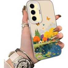 HONTINGA Samsung Galaxy S24 Fe ile Uyumlu Kılıf Silikon Kenar Sert Arka Kamera Koruyucu Basitlik Anti Düşme Kamera Korumalı Kelebek Desen Couple Telefon Kılıfı Kadın ve Erkek Için Uygundur K1-1507