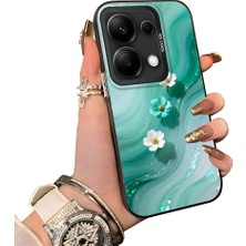 HONTINGA Xiaomi Redmi Note 13 Pro 4g ile Uyumlu Kılıf Silikon Kenar Sert Arka Kamera Koruyucu Basitlik Anti Düşme Kamera Korumalı Çiçekli Desen Couple Telefon Kılıfı Kadın ve Erkek Için Uygundur K1-1508