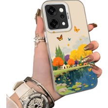 HONTINGA Oppo Reno 14 Pro 5g ile Uyumlu Kılıf Silikon Kenar Sert Arka Kamera Koruyucu Basitlik Anti Düşme Kamera Korumalı Kelebek Desen Couple Telefon Kılıfı Kadın ve Erkek Için Uygundur K1-1507