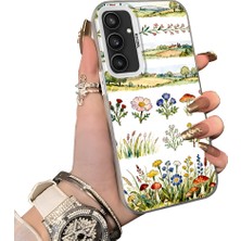 HONTINGA Samsung Galaxy S23 Fe ile Uyumlu Kılıf Silikon Kenar Sert Arka Kamera Koruyucu Basitlik Anti Düşme Kamera Korumalı Çiçekli Desen Couple Telefon Kılıfı Kadın ve Erkek Için Uygundur K1-1510