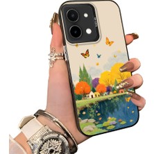 HONTINGA Vivo Y28 ile Uyumlu Kılıf Silikon Kenar Sert Arka Kamera Koruyucu Basitlik Anti Düşme Kamera Korumalı Kelebek Desen Couple Telefon Kılıfı Kadın ve Erkek Için Uygundur K1-1507