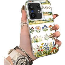 HONTINGA Vivo X200 Fe ile Uyumlu Kılıf Silikon Kenar Sert Arka Kamera Koruyucu Basitlik Anti Düşme Kamera Korumalı Çiçekli Desen Couple Telefon Kılıfı Kadın ve Erkek Için Uygundur K1-1510