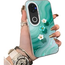 HONTINGA Vivo V50 ile Uyumlu Kılıf Silikon Kenar Sert Arka Kamera Koruyucu Basitlik Anti Düşme Kamera Korumalı Çiçekli Desen Couple Telefon Kılıfı Kadın ve Erkek Için Uygundur K1-1508