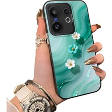 HONTINGA Vivo X200 Fe ile Uyumlu Kılıf Silikon Kenar Sert Arka Kamera Koruyucu Basitlik Anti Düşme Kamera Korumalı Çiçekli Desen Couple Telefon Kılıfı Kadın ve Erkek Için Uygundur K1-1508