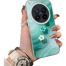 HONTINGA Vivo X300 Pro ile Uyumlu Kılıf Silikon Kenar Sert Arka Kamera Koruyucu Basitlik Anti Düşme Kamera Korumalı Çiçekli Desen Couple Telefon Kılıfı Kadın ve Erkek Için Uygundur K1-1508