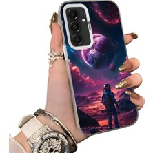 HONTINGA Samsung Galaxy A16 ile Uyumlu Kılıf Silikon Kenar Sert Arka Kamera Koruyucu Basitlik Anti Düşme Kamera Korumalı Gezegen Desen Couple Telefon Kılıfı Kadın ve Erkek Için Uygundur K1-1511