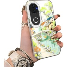 HONTINGA Vivo V50 ile Uyumlu Kılıf Silikon Kenar Sert Arka Kamera Koruyucu Basitlik Anti Düşme Kamera Korumalı Manzara Desen Couple Telefon Kılıfı Kadın ve Erkek Için Uygundur K1-1509