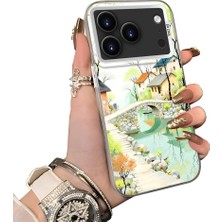 HONTINGA iPhone 17 Pro Max ile Uyumlu Kılıf Silikon Kenar Sert Arka Kamera Koruyucu Basitlik Anti Düşme Kamera Korumalı Manzara Desen Couple Telefon Kılıfı Kadın ve Erkek Için Uygundur K1-1509