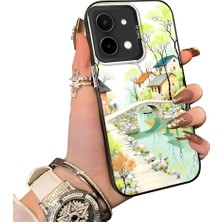 HONTINGA Vivo Y28 ile Uyumlu Kılıf Silikon Kenar Sert Arka Kamera Koruyucu Basitlik Anti Düşme Kamera Korumalı Manzara Desen Couple Telefon Kılıfı Kadın ve Erkek Için Uygundur K1-1509