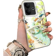HONTINGA Vivo V60 Lite 5g ile Uyumlu Kılıf Silikon Kenar Sert Arka Kamera Koruyucu Basitlik Anti Düşme Kamera Korumalı Manzara Desen Couple Telefon Kılıfı Kadın ve Erkek Için Uygundur K1-1509