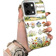 HONTINGA Oppo Reno 14 Pro 5g ile Uyumlu Kılıf Silikon Kenar Sert Arka Kamera Koruyucu Basitlik Anti Düşme Kamera Korumalı Çiçekli Desen Couple Telefon Kılıfı Kadın ve Erkek Için Uygundur K1-1510