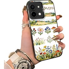 HONTINGA Vivo Y28 ile Uyumlu Kılıf Silikon Kenar Sert Arka Kamera Koruyucu Basitlik Anti Düşme Kamera Korumalı Çiçekli Desen Couple Telefon Kılıfı Kadın ve Erkek Için Uygundur K1-1510