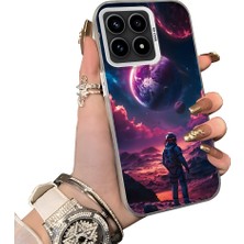 HONTINGA Redmi K90 5g ile Uyumlu Kılıf Silikon Kenar Sert Arka Kamera Koruyucu Basitlik Anti Düşme Kamera Korumalı Gezegen Desen Couple Telefon Kılıfı Kadın ve Erkek Için Uygundur K1-1511
