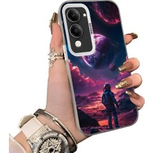 HONTINGA Vivo Y29S ile Uyumlu Kılıf Silikon Kenar Sert Arka Kamera Koruyucu Basitlik Anti Düşme Kamera Korumalı Gezegen Desen Couple Telefon Kılıfı Kadın ve Erkek Için Uygundur K1-1511