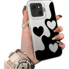 HONTINGA Tecno Spark 40C ile Uyumlu Kılıf Silikon Kenar Sert Arka Kamera Koruyucu Basitlik Anti Düşme Kamera Korumalı Kalp Desen Couple Telefon Kılıfı Kadın ve Erkek Için Uygundur K1-1514