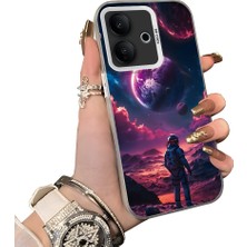 HONTINGA Vivo V60 Lite 5g ile Uyumlu Kılıf Silikon Kenar Sert Arka Kamera Koruyucu Basitlik Anti Düşme Kamera Korumalı Gezegen Desen Couple Telefon Kılıfı Kadın ve Erkek Için Uygundur K1-1511