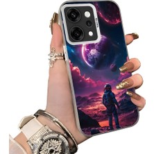 HONTINGA Oppo Reno 14 Pro 5g ile Uyumlu Kılıf Silikon Kenar Sert Arka Kamera Koruyucu Basitlik Anti Düşme Kamera Korumalı Gezegen Desen Couple Telefon Kılıfı Kadın ve Erkek Için Uygundur K1-1511