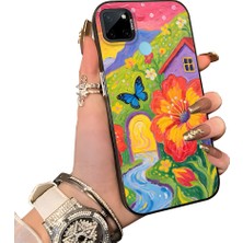 HONTINGA Realme C21Y ile Uyumlu Kılıf Silikon Kenar Sert Arka Kamera Koruyucu Basitlik Anti Düşme Kamera Korumalı Çiçekli Desen Couple Telefon Kılıfı Kadın ve Erkek Için Uygundur K1-1512