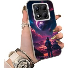 HONTINGA Xiaomi Redmi Note 14 Pro ile Uyumlu Kılıf Silikon Kenar Sert Arka Kamera Koruyucu Basitlik Anti Düşme Kamera Korumalı Gezegen Desen Couple Telefon Kılıfı Kadın ve Erkek Için Uygundur K1-1511