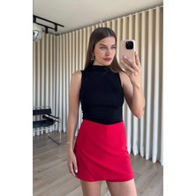 Sue Store Kırmızı Asimetrik Model Şort Etek