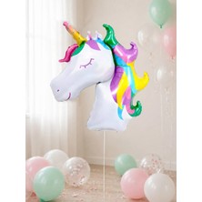 Parti Adresi Renkli Unicorn Folyo Balon – Kız Çocuk Doğum Günü Süsü 100 cm