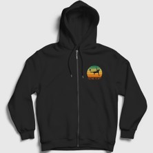 Presmono Unisex Siyah Futbol Is Life Spor Soccer Fermuarlı Kapüşonlu Sweatshirt