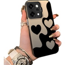 HONTINGA Oppo Reno 14 Pro 5g ile Uyumlu Kılıf Silikon Kenar Sert Arka Kamera Koruyucu Basitlik Anti Düşme Kamera Korumalı Kalp Desen Couple Telefon Kılıfı Kadın ve Erkek Için Uygundur K1-1514