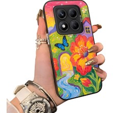 HONTINGA Xiaomi Redmi Note 14 Pro 5g ile Uyumlu Kılıf Silikon Kenar Sert Arka Kamera Koruyucu Basitlik Anti Düşme Kamera Korumalı Çiçekli Desen Couple Telefon Kılıfı Kadın ve Erkek Için Uygundur K1-1512