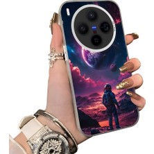 HONTINGA Vivo X300 ile Uyumlu Kılıf Silikon Kenar Sert Arka Kamera Koruyucu Basitlik Anti Düşme Kamera Korumalı Gezegen Desen Couple Telefon Kılıfı Kadın ve Erkek Için Uygundur K1-1511