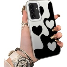 HONTINGA Samsung Galaxy A17 ile Uyumlu Kılıf Silikon Kenar Sert Arka Kamera Koruyucu Basitlik Anti Düşme Kamera Korumalı Kalp Desen Couple Telefon Kılıfı Kadın ve Erkek Için Uygundur K1-1514