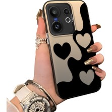 HONTINGA Vivo X200 Fe ile Uyumlu Kılıf Silikon Kenar Sert Arka Kamera Koruyucu Basitlik Anti Düşme Kamera Korumalı Kalp Desen Couple Telefon Kılıfı Kadın ve Erkek Için Uygundur K1-1514