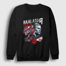 Presmono Unisex Siyah Nor Haaland Erling Futbol Sweatshirt