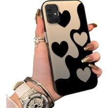 HONTINGA Samsung Galaxy A51 ile Uyumlu Kılıf Silikon Kenar Sert Arka Kamera Koruyucu Basitlik Anti Düşme Kamera Korumalı Kalp Desen Couple Telefon Kılıfı Kadın ve Erkek Için Uygundur K1-1514
