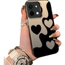HONTINGA Vivo Y28 ile Uyumlu Kılıf Silikon Kenar Sert Arka Kamera Koruyucu Basitlik Anti Düşme Kamera Korumalı Kalp Desen Couple Telefon Kılıfı Kadın ve Erkek Için Uygundur K1-1514