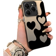 HONTINGA Tecno Spark 20 Pro ile Uyumlu Kılıf Silikon Kenar Sert Arka Kamera Koruyucu Basitlik Anti Düşme Kamera Korumalı Kalp Desen Couple Telefon Kılıfı Kadın ve Erkek Için Uygundur K1-1514