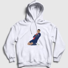 Presmono Unisex Beyaz Kylian Mbappe Goal Futbol Kapüşonlu Sweatshirt