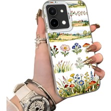HONTINGA Vivo Y28 ile Uyumlu Kılıf Silikon Kenar Sert Arka Kamera Koruyucu Basitlik Anti Düşme Kamera Korumalı Çiçekli Desen Couple Telefon Kılıfı Kadın ve Erkek Için Uygundur K1-1510