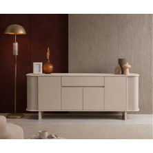 Berrasse Mobilya Elisa Mdf Konsol Modern Ahşap Salon Konsolu Çizgili Yan Panelli Minimalist Tasarım 180 cm