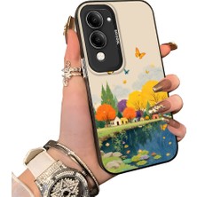 HONTINGA Vivo Y04 ile Uyumlu Kılıf Silikon Kenar Sert Arka Kamera Koruyucu Basitlik Anti Düşme Kamera Korumalı Kelebek Desen Couple Telefon Kılıfı Kadın ve Erkek Için Uygundur K1-1507