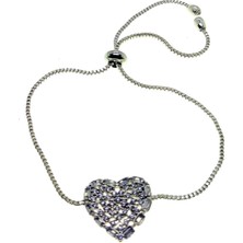 Nkie Jewels Gümüş Renk Kalp Asansör Zirkon Bileklik - 2720