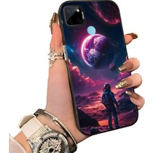 HONTINGA Realme C21Y ile Uyumlu Kılıf Silikon Kenar Sert Arka Kamera Koruyucu Basitlik Anti Düşme Kamera Korumalı Gezegen Desen Couple Telefon Kılıfı Kadın ve Erkek Için Uygundur K1-1511