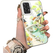 HONTINGA Samsung Galaxy A52S 5g ile Uyumlu Kılıf Silikon Kenar Sert Arka Kamera Koruyucu Basitlik Anti Düşme Kamera Korumalı Manzara Desen Couple Telefon Kılıfı Kadın ve Erkek Için Uygundur K1-1509