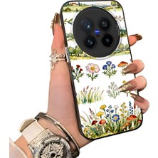 HONTINGA Vivo X200 Pro ile Uyumlu Kılıf Silikon Kenar Sert Arka Kamera Koruyucu Basitlik Anti Düşme Kamera Korumalı Çiçekli Desen Couple Telefon Kılıfı Kadın ve Erkek Için Uygundur K1-1510