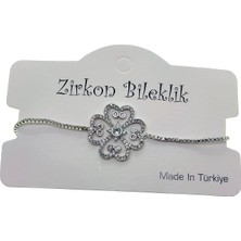 Nkie Jewels Gümüş Renk Dörtlü Kalp Yonca Asansör Zirkon Bileklik - 2729