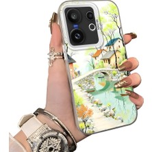 HONTINGA Vivo X200 Fe ile Uyumlu Kılıf Silikon Kenar Sert Arka Kamera Koruyucu Basitlik Anti Düşme Kamera Korumalı Manzara Desen Couple Telefon Kılıfı Kadın ve Erkek Için Uygundur K1-1509