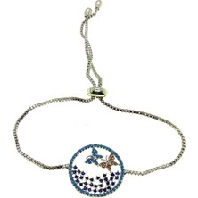 Nkie Jewels Gümüş Renk Yuvarlak Içinde Kelebek Asansör Zirkon Bileklik - 2723
