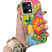 HONTINGA Vivo Y28 ile Uyumlu Kılıf Silikon Kenar Sert Arka Kamera Koruyucu Basitlik Anti Düşme Kamera Korumalı Çiçekli Desen Couple Telefon Kılıfı Kadın ve Erkek Için Uygundur K1-1512