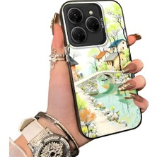 HONTINGA Tecno Spark 20 Pro ile Uyumlu Kılıf Silikon Kenar Sert Arka Kamera Koruyucu Basitlik Anti Düşme Kamera Korumalı Manzara Desen Couple Telefon Kılıfı Kadın ve Erkek Için Uygundur K1-1509